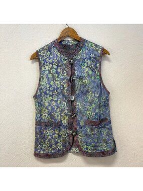 Vintage Norm Thompson Reversible Quilt Floral Vest sz Small
